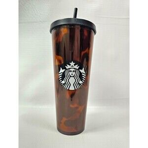 Starbucks Tortoise Shell Leopard Mocha Swirl Cold Cup Tumbler Venti 24 oz